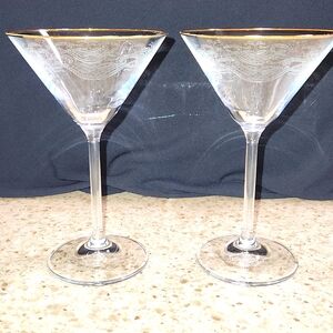 Paul Nagel Lucca martini glasses with pantographie decor, 